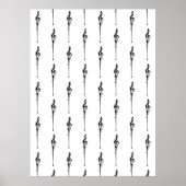 Music Motif Melting Treble Clef Black en White Poster (Voorkant)