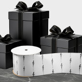 Music Motif Melting Treble Clef Black en White Satijnen Lint