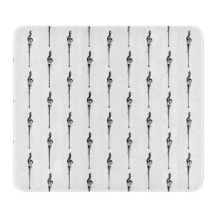 Music Motif Melting Treble Clef Black en White Snijplank