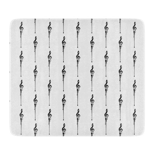 Music Motif Melting Treble Clef Black en White Snijplank (Voorkant)