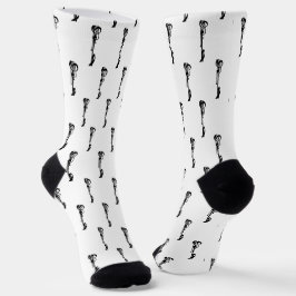 Music Motif Melting Treble Clef Black en White Sokken