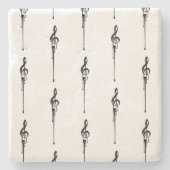 Music Motif Melting Treble Clef Black en White Stenen Onderzetter (Voorkant)