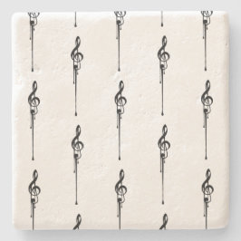 Music Motif Melting Treble Clef Black en White Stenen Onderzetter