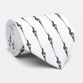 Music Motif Melting Treble Clef Black en White Stropdas (Opgerold)