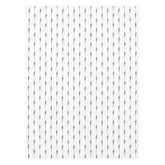 Music Motif Melting Treble Clef Black en White Tafelkleed (Voorkant)