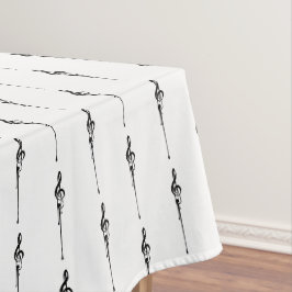 Music Motif Melting Treble Clef Black en White Tafelkleed