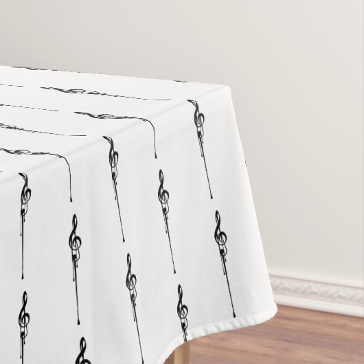 Music Motif Melting Treble Clef Black en White Tafelkleed (Voorbeeld)