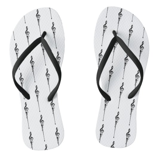 Music Motif Melting Treble Clef Black en White Teenslippers (Voetbed)