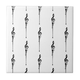 Music Motif Melting Treble Clef Black en White Tegeltje