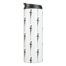 Music Motif Melting Treble Clef Black en White Thermosbeker