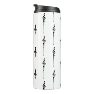 Music Motif Melting Treble Clef Black en White Thermosbeker