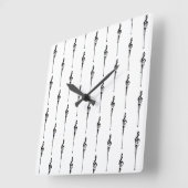Music Motif Melting Treble Clef Black en White Vierkante Klok (Hoek)