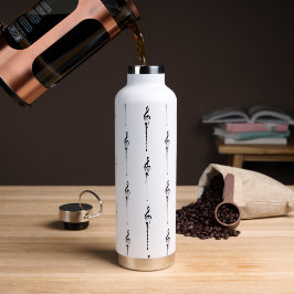 Music Motif Melting Treble Clef Black en White Waterfles