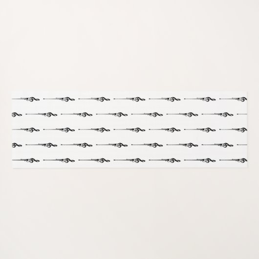 Music Motif Melting Treble Clef Black en White Yogamat (Achterkant (horizontaal))