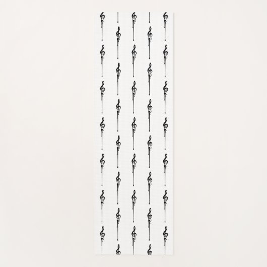 Music Motif Melting Treble Clef Black en White Yogamat (Voorkant)