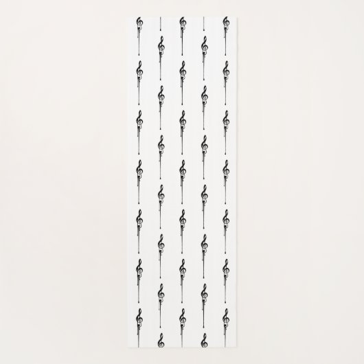 Music Motif Melting Treble Clef Black en White Yogamat (Achterkant)