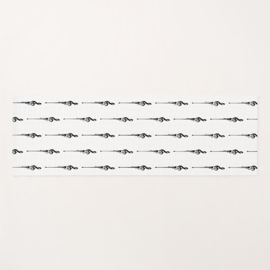 Music Motif Melting Treble Clef Black en White Yogamat (Voorkant (horizontaal))