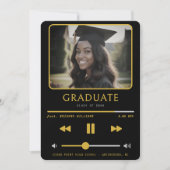Music MP3 Player Black & Gold Graduation Aankondiging (Voorkant)