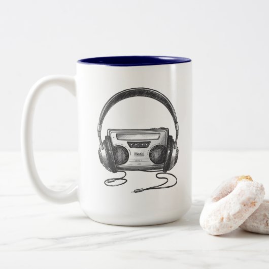 Music Mug Tweekleurige Koffiemok (Met donut)