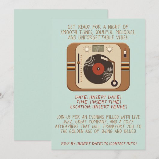 Music Night Invitation Kaart (Voorkant / Achterkant)