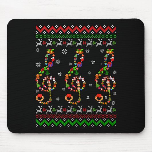 Music Note Christmas Ugly Sweater Musical Teacher Muismat (Voorkant)