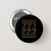 Music Note Christmas Ugly Sweater Musical Teacher  Ronde Button 5,7 Cm (Voorkant /achterkant)