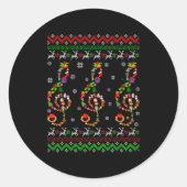 Music Note Christmas Ugly Sweater Musical Teacher Ronde Sticker (Voorkant)