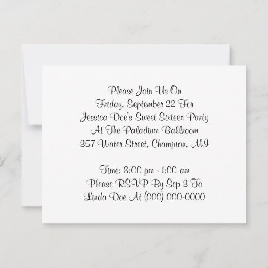 Music Note Dancers Dance Sing Party INVITATION Kaart (Achterkant)