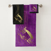 Music Note Gold Kokopelli Towels Bad Handdoek (Insitu)