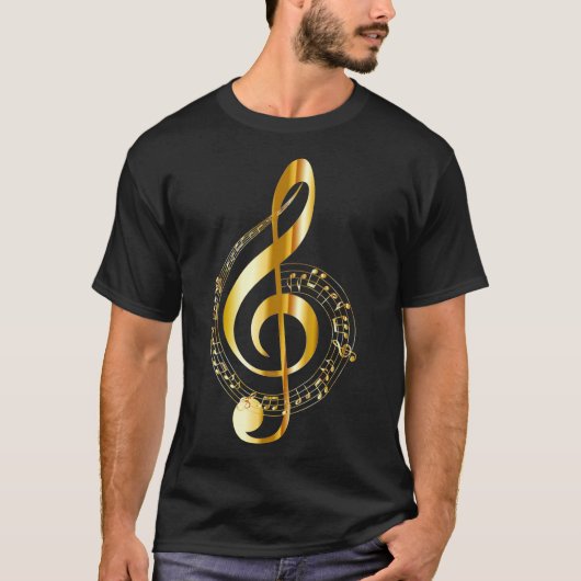 Music Note Gold Treble Clef Symbol T voor T-shirt (Voorkant)