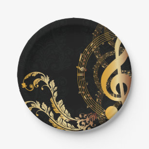 Music Note Luxe goud grijs Papieren Bordje