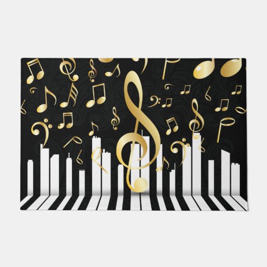 Music Note Luxe Gouden pianotoetsen Deurmat (Voorkant)