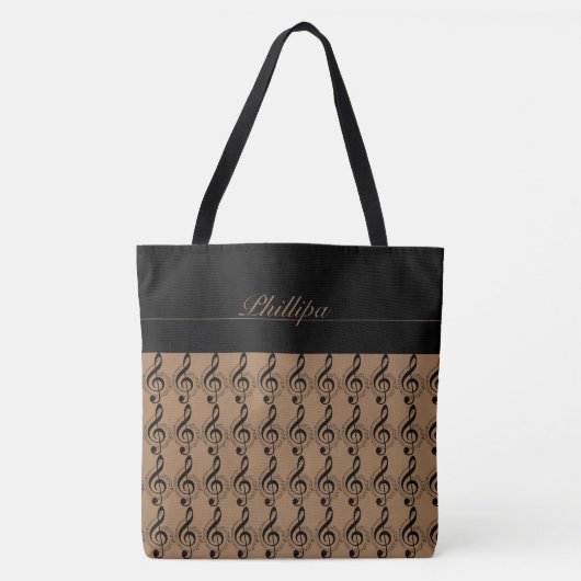 Music Note Monogrammed Canvas tas (Voorkant)