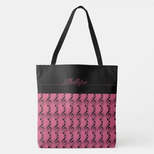 Music Note Monogrammed Canvas tas (Voorkant)