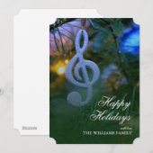 Music Note-Ornament op Tree Feestdagenkaart (Voorkant / Achterkant)