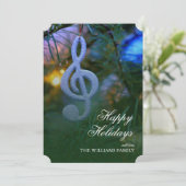 Music Note-Ornament op Tree Feestdagenkaart (Staand voorkant)
