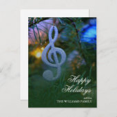 Music Note-Ornament op Tree Feestdagenkaart (Voorkant / Achterkant)