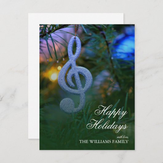 Music Note-Ornament op Tree Feestdagenkaart (Voorkant / Achterkant)