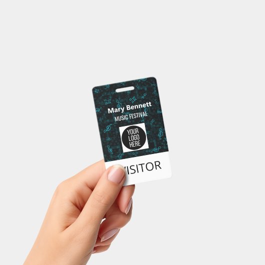 Music Note Pattern Lanyard | Event Badge Holder |  (Handheld)