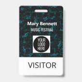 Music Note Pattern Lanyard | Event Badge Holder |  (Voorkant)