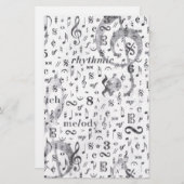 Music Note Pattern Music Theme Briefpapier (Voorkant / Achterkant)
