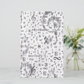 Music Note Pattern Music Theme Briefpapier (Staand voorkant)