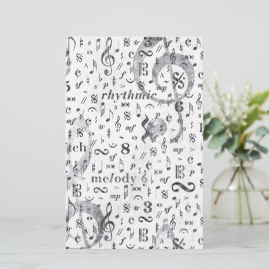 Music Note Pattern Music Theme Briefpapier (Staand voorkant)