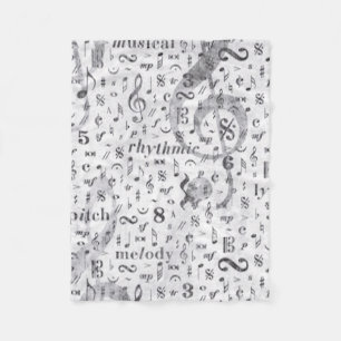 Music Note Pattern Music Theme Fleece Deken