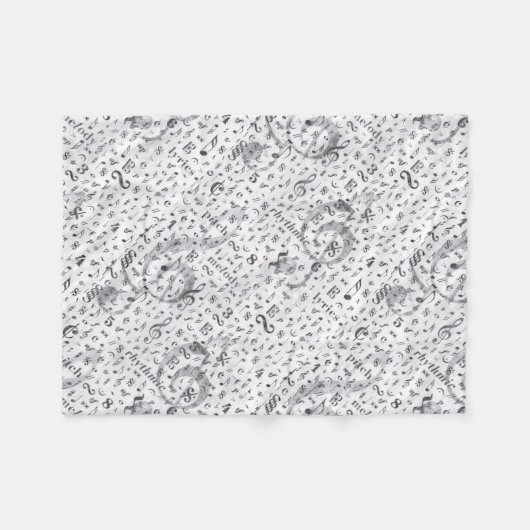 Music Note Pattern Music Theme Fleece Deken (Voorkant (Horizontaal))