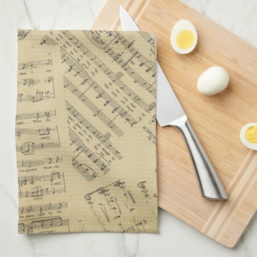 Music Note Pattern Music Theme Kitchen Towel Theedoek (Quarter Fold)