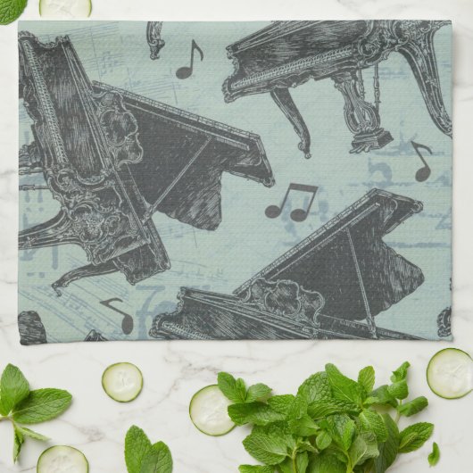 Music Note Pattern Music Theme Kitchen Towel Theedoek (Gevouwen)