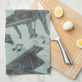 Music Note Pattern Music Theme Kitchen Towel Theedoek (Quarter Fold)