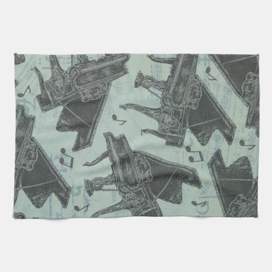 Music Note Pattern Music Theme Kitchen Towel Theedoek (Horizontaal)