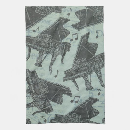 Music Note Pattern Music Theme Kitchen Towel Theedoek (Verticaal)